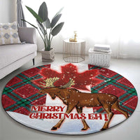 Canadian Christmas - Moose and Maple Retro Style Round Carpet LT03 - Polynesian Pride