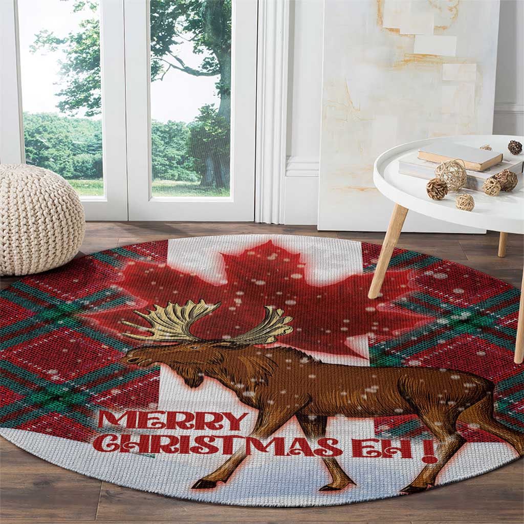 Canadian Christmas - Moose and Maple Retro Style Round Carpet LT03 - Polynesian Pride