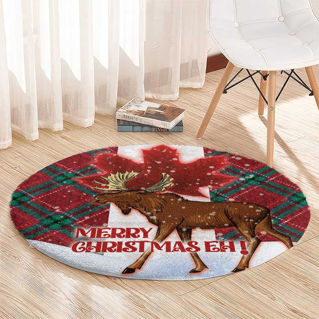Canadian Christmas - Moose and Maple Retro Style Round Carpet LT03 - Polynesian Pride