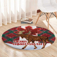 Canadian Christmas - Moose and Maple Retro Style Round Carpet LT03 - Polynesian Pride
