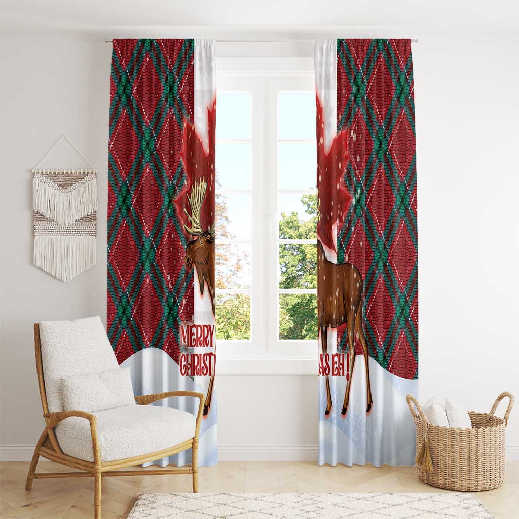 Canadian Christmas - Moose and Maple Retro Style Window Curtain