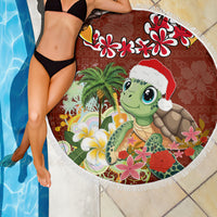 Hawaii Honu Mele Kalikimaka Beach Blanket Santa Tropical Flower Aloha Summer Red Version LT03 - Polynesian Pride