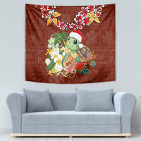 Hawaii Honu Mele Kalikimaka Tapestry Santa Tropical Flower Aloha Summer Red Version LT03 - Polynesian Pride
