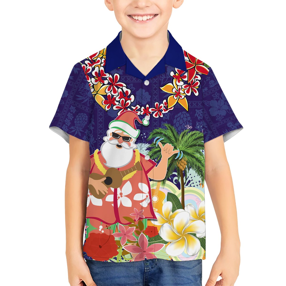 Hawaii Honu Mele Kalikimaka Hawaiian Shirt Santa Tropical Flower Aloha Summer Blue Version LT03 - Polynesian Pride