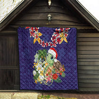Hawaii Honu Mele Kalikimaka Quilt Santa Tropical Flower Aloha Summer Blue Version LT03 - Polynesian Pride