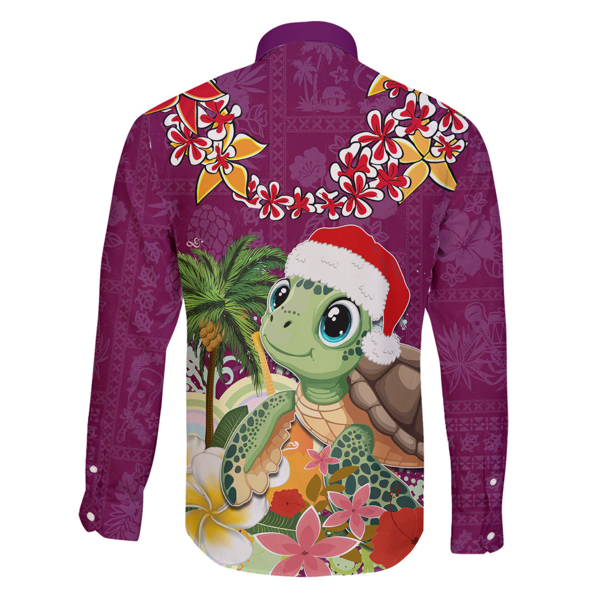 Hawaii Honu Mele Kalikimaka Family Matching Off Shoulder Maxi Dress and Hawaiian Shirt Santa Tropical Flower Aloha Summer Pink Version LT03 - Polynesian Pride