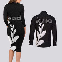 Personalised New Zealand Canoeing Special Jersey Couples Matching Long Sleeve Bodycon Dress and Long Sleeve Button Shirt LT03 - Polynesian Pride