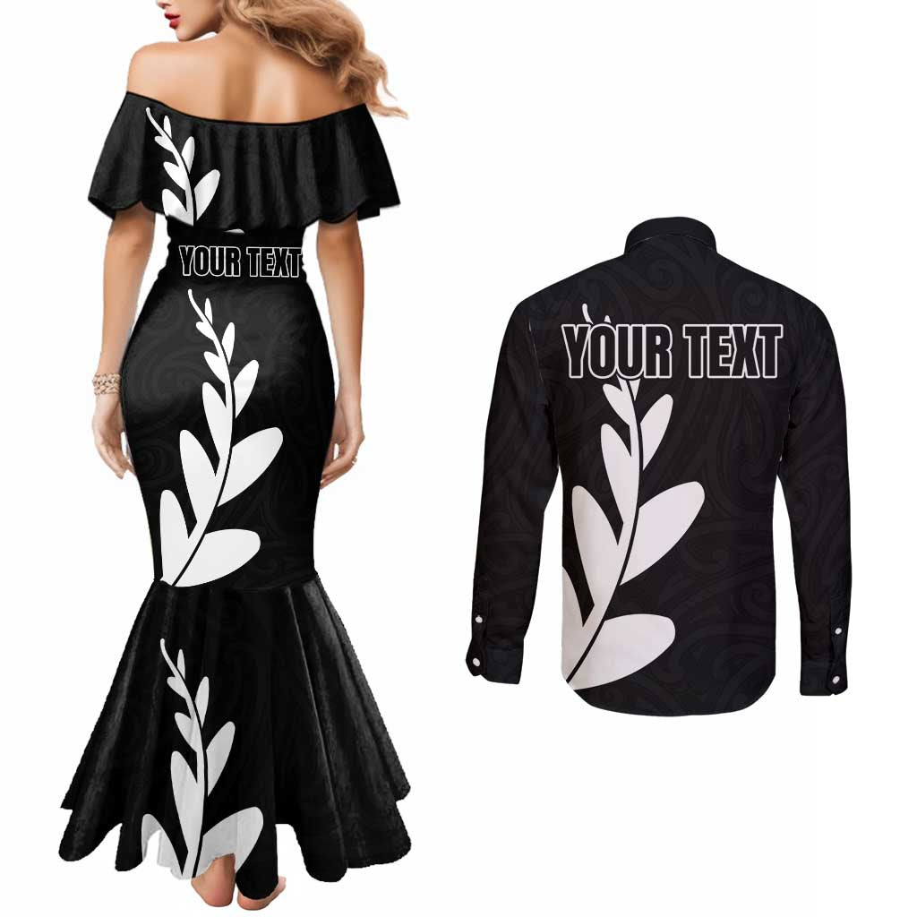Personalised New Zealand Canoeing Special Jersey Couples Matching Mermaid Dress and Long Sleeve Button Shirt LT03 - Polynesian Pride