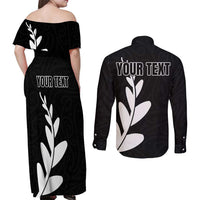 Personalised New Zealand Canoeing Special Jersey Couples Matching Off Shoulder Maxi Dress and Long Sleeve Button Shirt LT03 - Polynesian Pride
