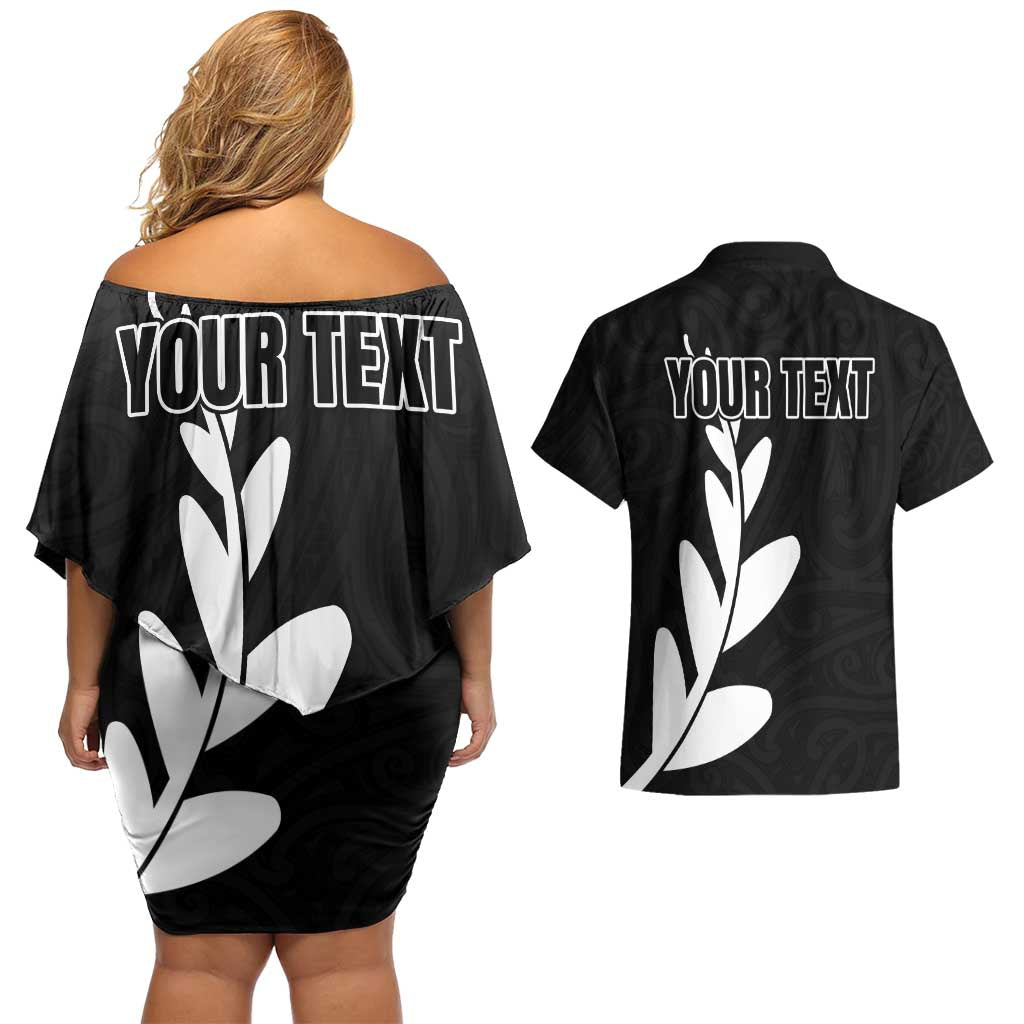 Personalised New Zealand Canoeing Special Jersey Couples Matching Off Shoulder Short Dress and Hawaiian Shirt LT03 - Polynesian Pride