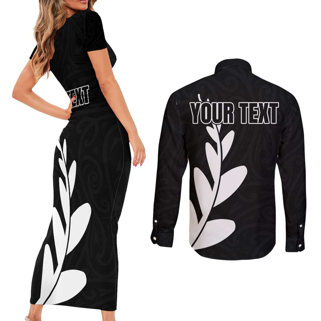 Personalised New Zealand Canoeing Special Jersey Couples Matching Short Sleeve Bodycon Dress and Long Sleeve Button Shirt LT03 - Polynesian Pride