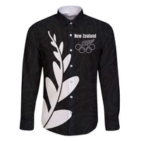 Personalised New Zealand Canoeing Special Jersey Family Matching Long Sleeve Bodycon Dress and Hawaiian Shirt LT03 Dad's Shirt - Long Sleeve Black - Polynesian Pride