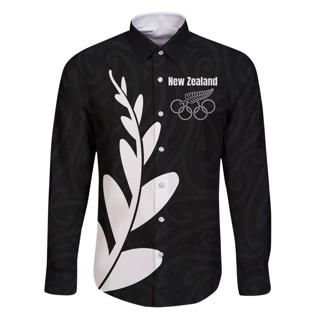 Personalised New Zealand Canoeing Special Jersey Family Matching Mermaid Dress and Hawaiian Shirt LT03 Dad's Shirt - Long Sleeve Black - Polynesian Pride