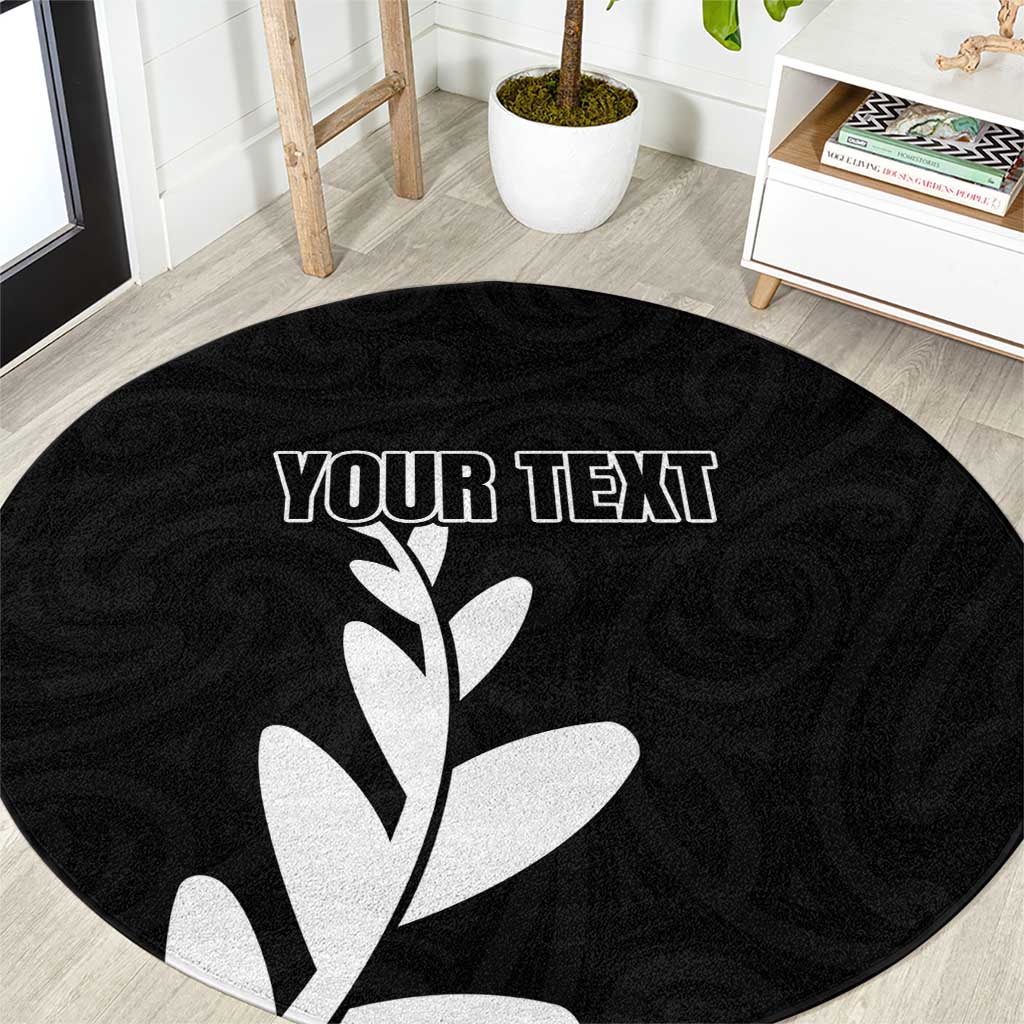 Personalised New Zealand Canoeing Special Jersey Round Carpet LT03 Black - Polynesian Pride