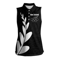 Personalised New Zealand Canoeing Special Jersey Women Sleeveless Polo Shirt LT03 Female Black - Polynesian Pride