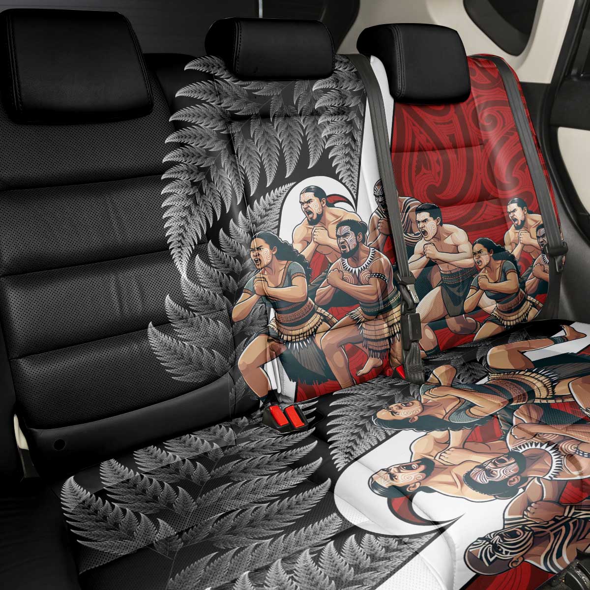 New Zealand Te Matatini Back Car Seat Cover Kapa Haka and Silver Fern - Maori Art Pattern LT03 - Polynesian Pride