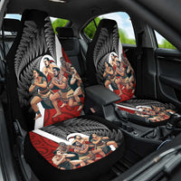 New Zealand Te Matatini Car Seat Cover Kapa Haka and Silver Fern - Maori Art Pattern LT03 One Size Black - Polynesian Pride