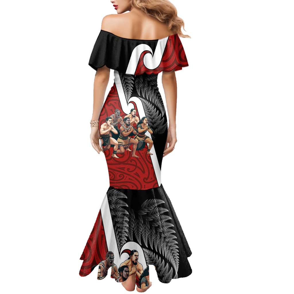 New Zealand Te Matatini Family Matching Mermaid Dress and Hawaiian Shirt Kapa Haka and Silver Fern - Maori Art Pattern LT03 - Polynesian Pride