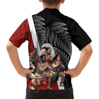 New Zealand Te Matatini Family Matching Off Shoulder Maxi Dress and Hawaiian Shirt Kapa Haka and Silver Fern - Maori Art Pattern LT03 - Polynesian Pride