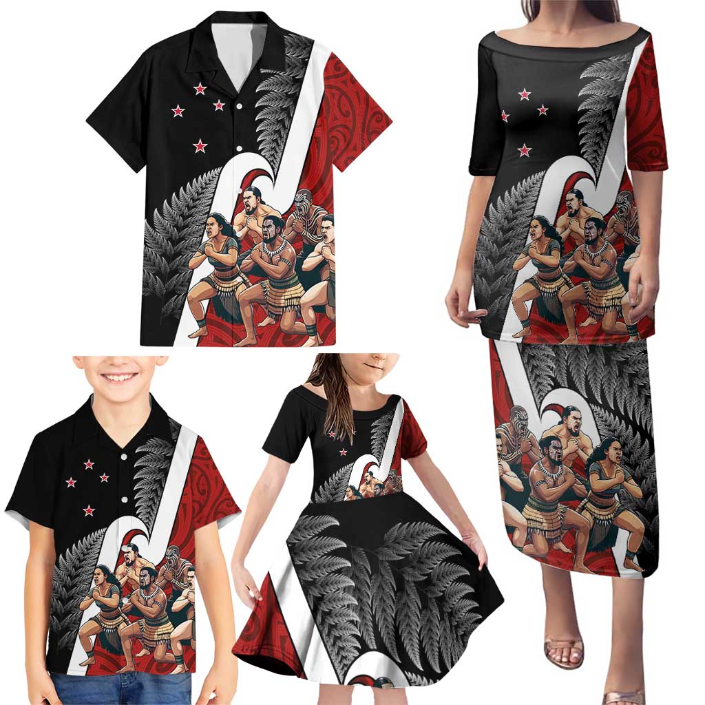 New Zealand Te Matatini Family Matching Puletasi and Hawaiian Shirt Kapa Haka and Silver Fern - Maori Art Pattern LT03 - Polynesian Pride