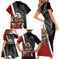 New Zealand Te Matatini Family Matching Short Sleeve Bodycon Dress and Hawaiian Shirt Kapa Haka and Silver Fern - Maori Art Pattern LT03 - Polynesian Pride