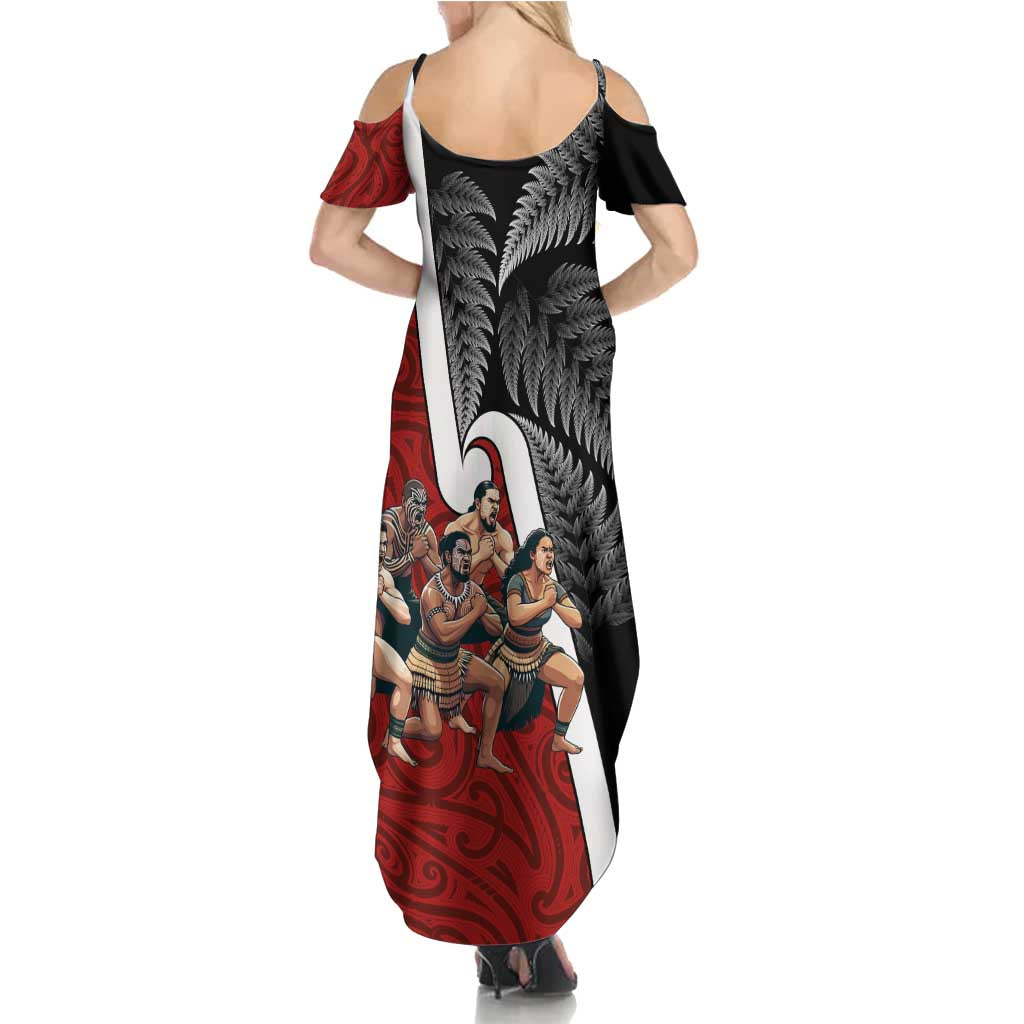 New Zealand Te Matatini Family Matching Summer Maxi Dress and Hawaiian Shirt Kapa Haka and Silver Fern - Maori Art Pattern LT03 - Polynesian Pride