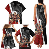 New Zealand Te Matatini Family Matching Tank Maxi Dress and Hawaiian Shirt Kapa Haka and Silver Fern - Maori Art Pattern LT03 - Polynesian Pride