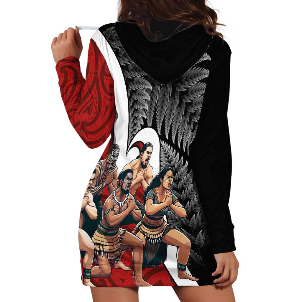 New Zealand Te Matatini Hoodie Dress Kapa Haka and Silver Fern - Maori Art Pattern LT03 - Polynesian Pride