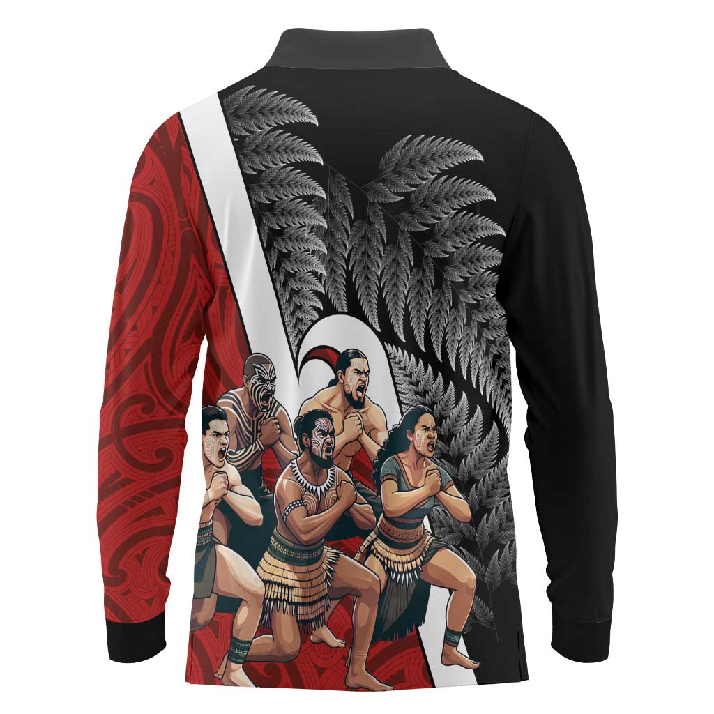New Zealand Te Matatini Long Sleeve Polo Shirt Kapa Haka and Silver Fern - Maori Art Pattern LT03 - Polynesian Pride