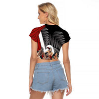 New Zealand Te Matatini Raglan Cropped T Shirt Kapa Haka and Silver Fern - Maori Art Pattern LT03 - Polynesian Pride