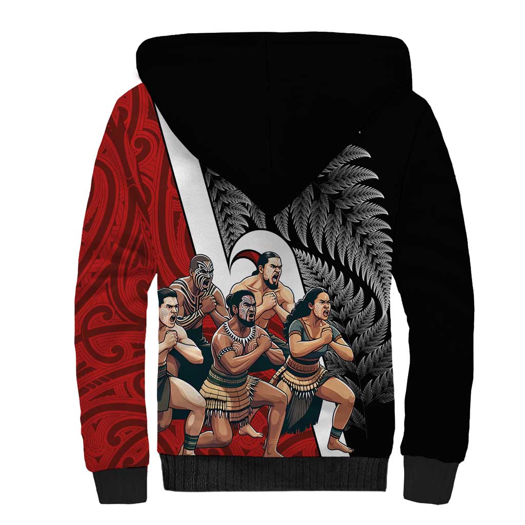 New Zealand Te Matatini Sherpa Hoodie Kapa Haka and Silver Fern - Maori Art Pattern LT03 - Polynesian Pride