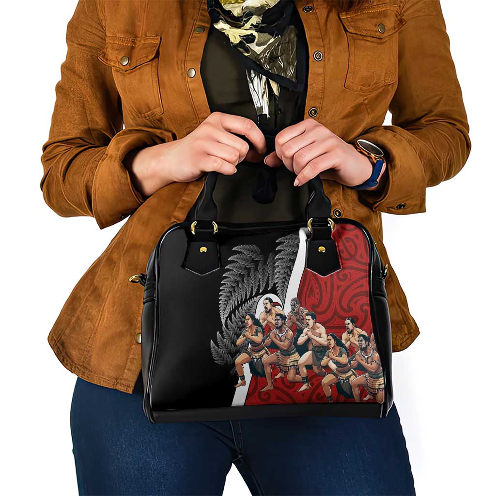 New Zealand Te Matatini Shoulder Handbag Kapa Haka and Silver Fern - Maori Art Pattern