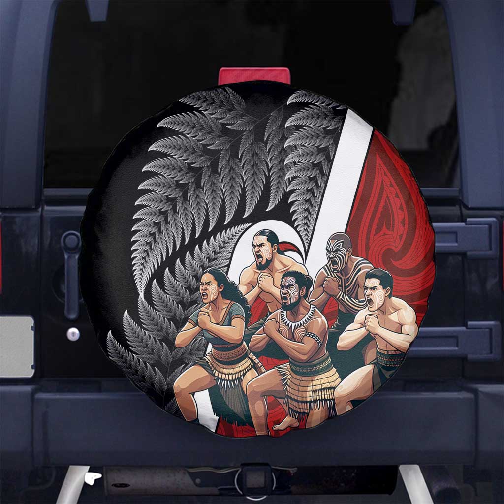 New Zealand Te Matatini Spare Tire Cover Kapa Haka and Silver Fern - Maori Art Pattern LT03 - Polynesian Pride