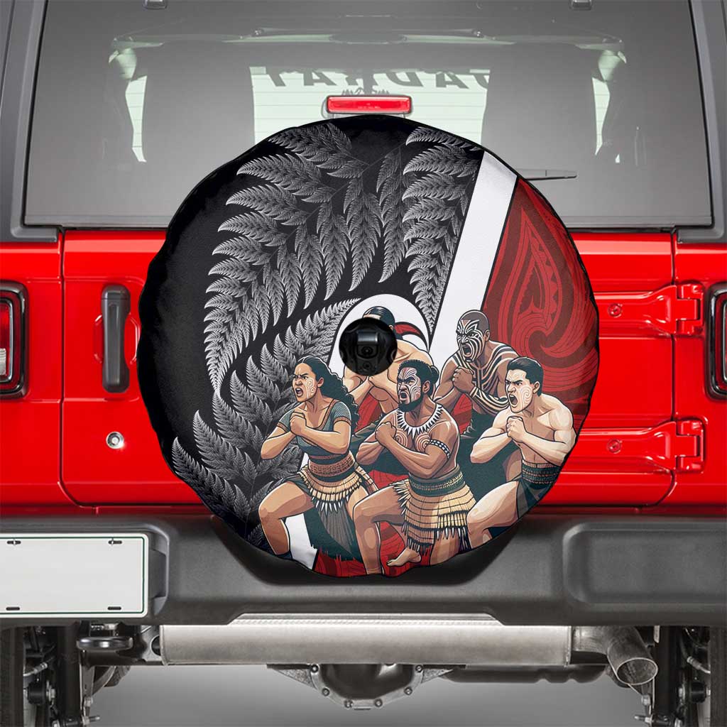New Zealand Te Matatini Spare Tire Cover Kapa Haka and Silver Fern - Maori Art Pattern LT03 - Polynesian Pride