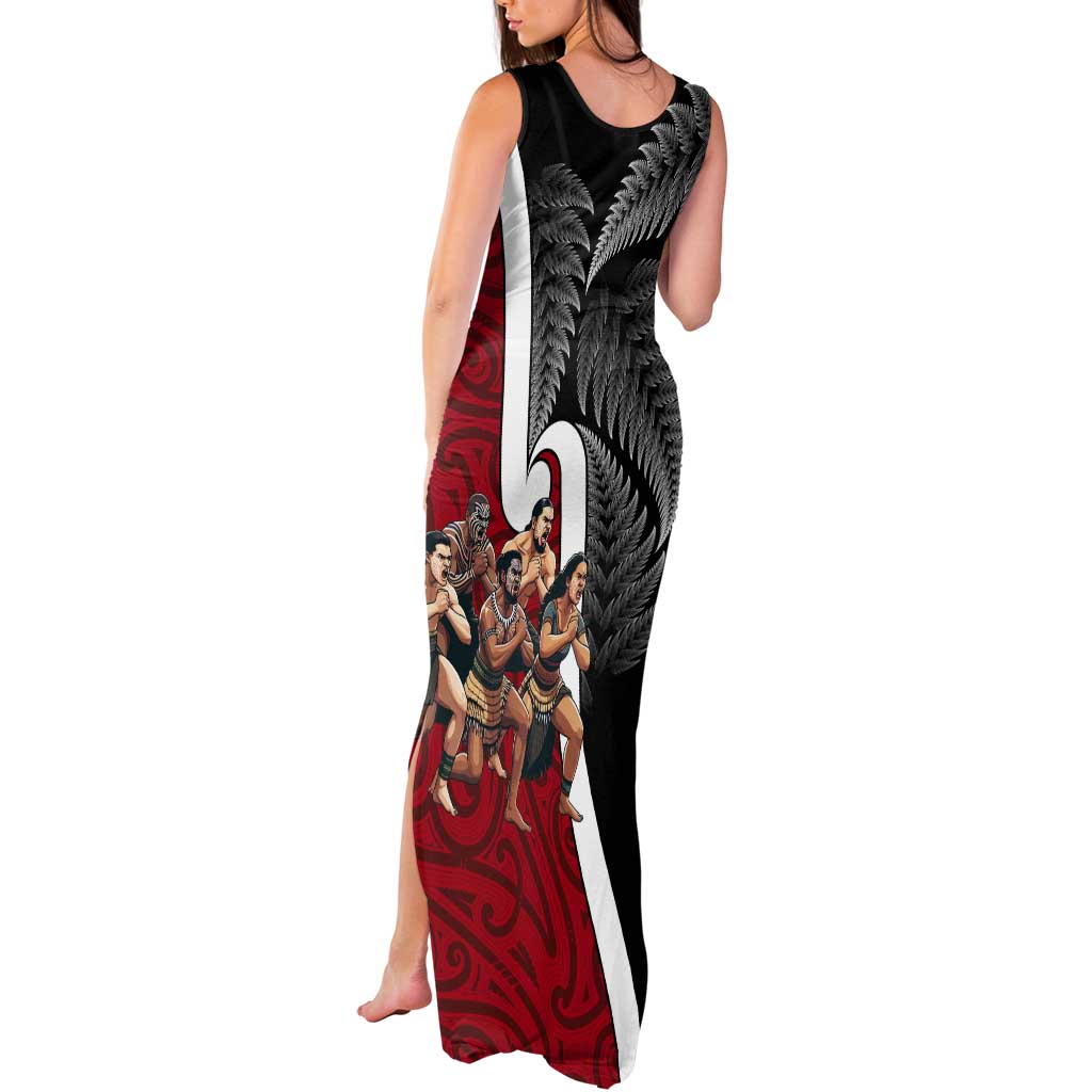 New Zealand Te Matatini Tank Maxi Dress Kapa Haka and Silver Fern - Maori Art Pattern LT03 - Polynesian Pride