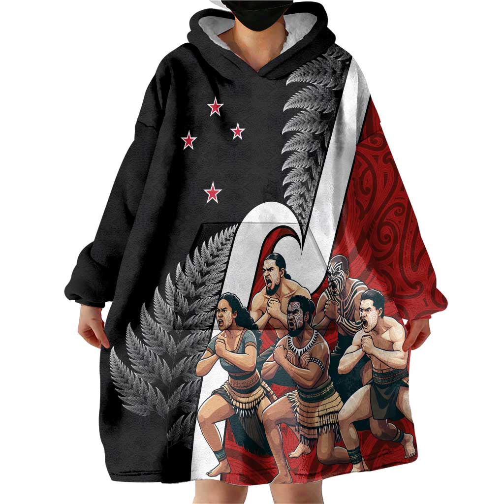 New Zealand Te Matatini Wearable Blanket Hoodie Kapa Haka and Silver Fern - Maori Art Pattern LT03 - Polynesian Pride