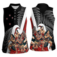 New Zealand Te Matatini Women Sleeveless Polo Shirt Kapa Haka and Silver Fern - Maori Art Pattern LT03 - Polynesian Pride