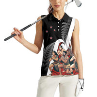 New Zealand Te Matatini Women Sleeveless Polo Shirt Kapa Haka and Silver Fern - Maori Art Pattern LT03 - Polynesian Pride