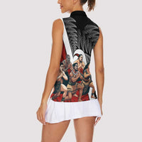 New Zealand Te Matatini Women Sleeveless Polo Shirt Kapa Haka and Silver Fern - Maori Art Pattern LT03 - Polynesian Pride