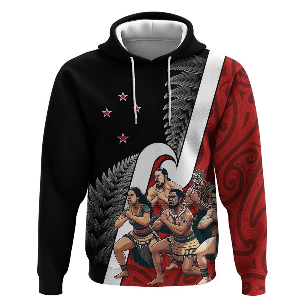 New Zealand Te Matatini Zip Hoodie Kapa Haka and Silver Fern - Maori Art Pattern LT03 Pullover Hoodie Black - Polynesian Pride