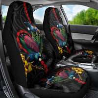 New Zealand Tui Birds Love Couple Car Seat Cover The Heart of Silver Fern Leaves and Maori Tattoo Pattern LT03 - Polynesian Pride