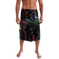 New Zealand Tui Birds Love Couple Lavalava The Heart of Silver Fern Leaves and Maori Tattoo Pattern LT03 Black - Polynesian Pride