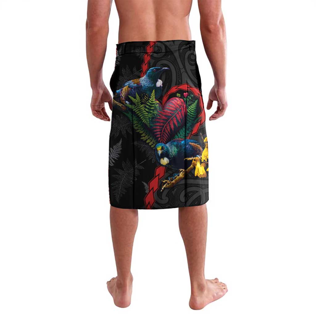 New Zealand Tui Birds Love Couple Lavalava The Heart of Silver Fern Leaves and Maori Tattoo Pattern LT03 - Polynesian Pride