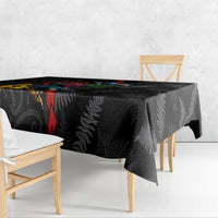 New Zealand Tui Birds Love Couple Tablecloth The Heart of Silver Fern Leaves and Maori Tattoo Pattern LT03 - Polynesian Pride