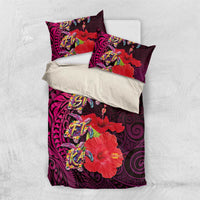 Pasifika Festival Bedding Set Plumeria Turtles with Hibiscus - Polynesian Art Tattoo Pink Color LT03 US Twin 172cm x 218cm Pink - Polynesian Pride