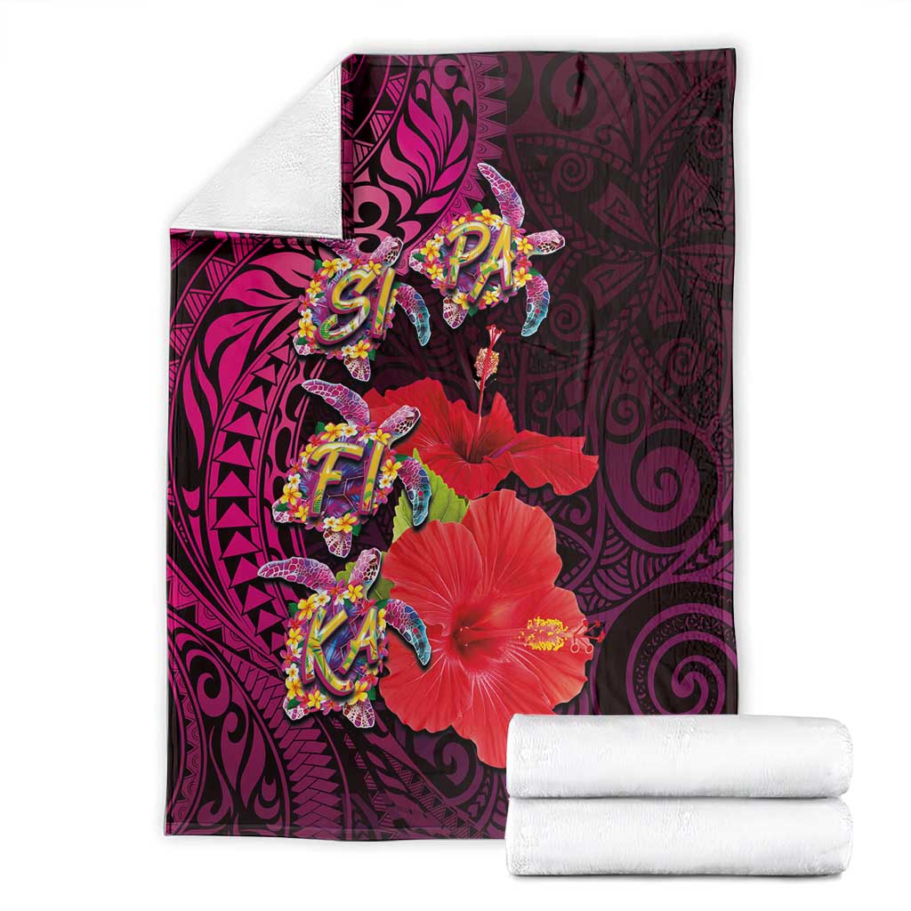 Pasifika Festival Blanket Plumeria Turtles with Hibiscus - Polynesian Art Tattoo Pink Color LT03 - Polynesian Pride