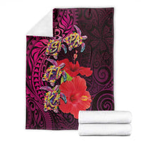 Pasifika Festival Blanket Plumeria Turtles with Hibiscus - Polynesian Art Tattoo Pink Color LT03 - Polynesian Pride
