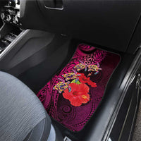 Pasifika Festival Car Mats Plumeria Turtles with Hibiscus - Polynesian Art Tattoo Pink Color LT03 - Polynesian Pride
