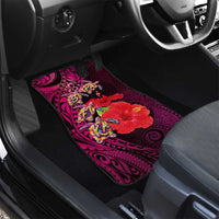 Pasifika Festival Car Mats Plumeria Turtles with Hibiscus - Polynesian Art Tattoo Pink Color LT03 - Polynesian Pride