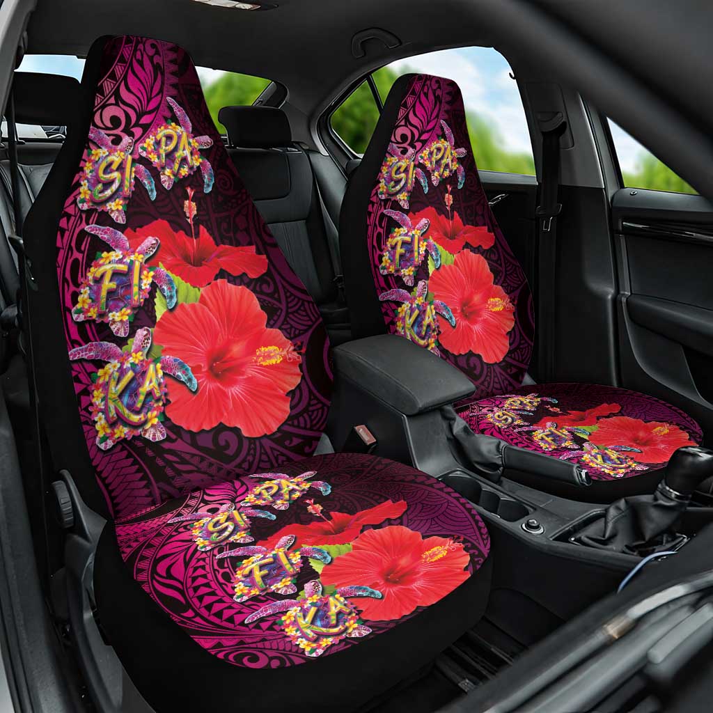 Pasifika Festival Car Seat Cover Plumeria Turtles with Hibiscus - Polynesian Art Tattoo Pink Color LT03 One Size Pink - Polynesian Pride